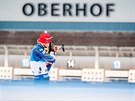Michael Krmá bhem nástelu stíhacího závodu v nmeckém Oberhofu