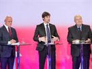 Michal Horáek, Marek Hiler a Petr Hannig pi debat osmi prezidentských...