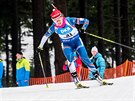 eská biatlonistka Veronika Vítková na trati sprintu v Oberhofu