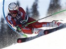 Norský lya Henrik Kristoffersen na trati obího slalomu v Adelbodenu