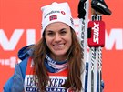 Norská bkyn na lyích Heidi Wengová slaví triumf na Tour de Ski.