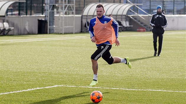 Jakub eznek na trninku olomouckch fotbalist.