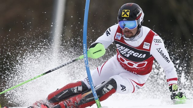 Rakousk lya Marcel Hirscher na trati slalomu v Zhebu