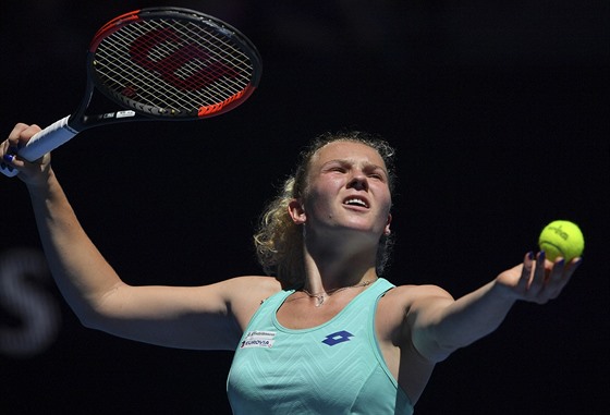 Kateina Siniaková bhem druhého kola Australian Open.