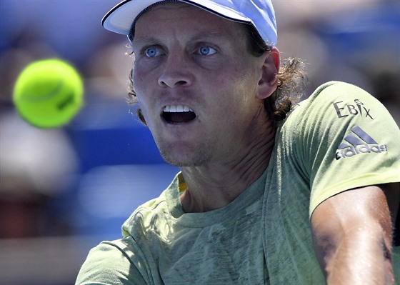 Tom Berdych bhem druhho kola Australian Open.