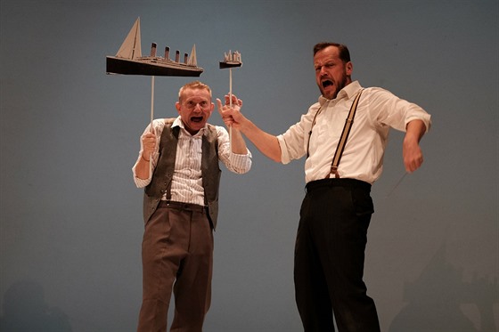 Filip Blaek a Miroslav Vladyka bhem zkouek komedie Titanic v Divadle Kalich