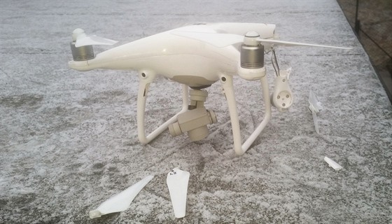 Dron sestřelený ve Štramberku ze vzduchu.