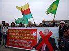 Hasaka. Kurdské protesty proti tureckému vojenskému zásahu v Afrínu (17. ledna...