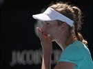 Belgianka Elise Mertensová slaví postup do osmifinále Australian Open.