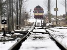 Snímek z poslední jízdy vlakové soupravy na trati mezi Moravskými Budějovicemi...