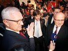 Kandidáta Jiího Drahoe pili do praského volebního tábu podpoit jeho...