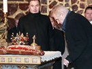 Prezident Milo Zeman bhem vyzvedávání korunovaních klenot v katedrále sv....