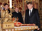Premiér Andrej Babi bhem vyzvedávání korunovaních klenot v katedrále sv....