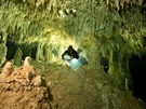 Potáp pi mení nejdelího podvodního jeskynního systému Sac Actun u...