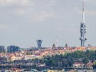 ikovský vysíla, Praha, výka: 216 metr. Autory projektu nepehlédnutelné...