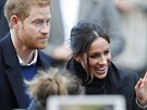 Princ Harry a Meghan Markle na návtv Walesu (Cardiff, 18. ledna 2018)
