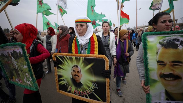 Hasaka. Kurdsk protesty proti tureckmu vojenskmu zsahu v Afrnu (17. ledna 2018)