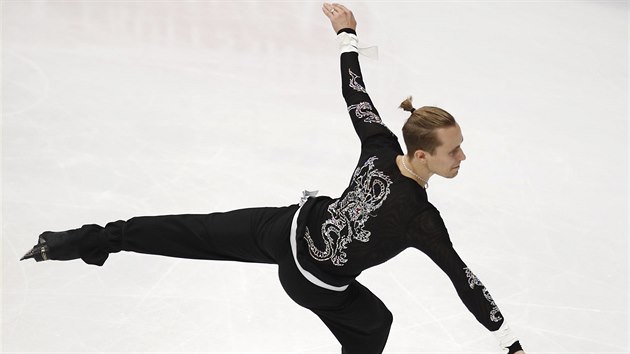 Michal Březina při krátkém programu na mistrovství Evropy v Moskvě.