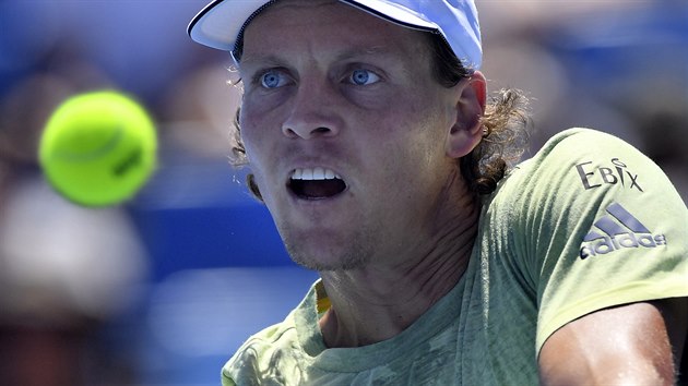 Tom Berdych bhem druhho kola Australian Open.