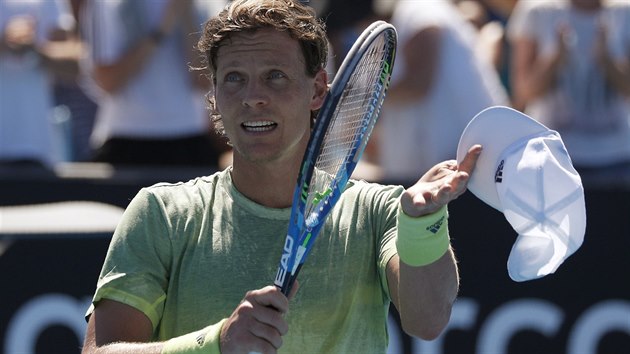 Tom Berdych slav postup do tetho kola Australian Open.