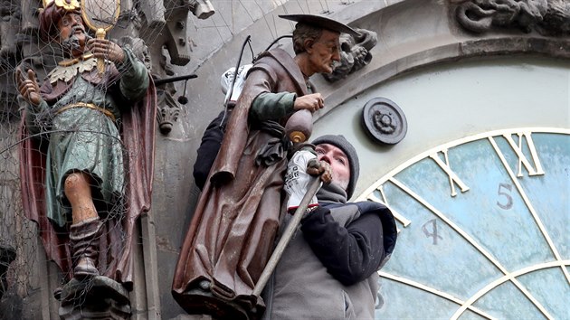 Praha, 15.1.2018, orloj, rekonstrukce, snášení soch