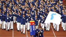 Spolený korejský tým na zahájení Asijských her v jihokorejském Pusanu v roce...