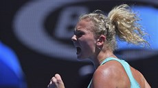 Kateina Siniaková bhem druhého kola Australian Open.