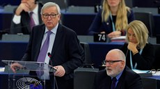 Jean-Claude Juncker b�hem projevu v Evropském parlamentu (16. ledna 2017)