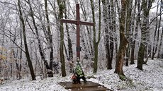 Jen jeden kříž. Připomínka asi 140 000 obětí z tábora Stalag 328 umístěného za...
