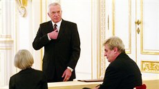 Václav Klaus a Milo Zeman pi prezidentské volb ve panlském sále Praského...