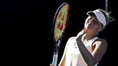 V EMOCÍCH. Marta Kosuková v prvním kole Australian Open.