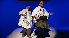 Filip Blaek a Miroslav Vladyka bhem zkouek komedie Titanic v Divadle Kalich