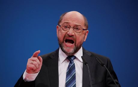 Martin Schulz bhem projevu na sjezdu nmecké SPD (21. ledna 2018)