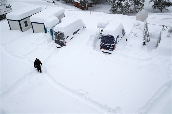 Sníh trápí i Davos, který bude dějištěm Světového ekonomického fóra.