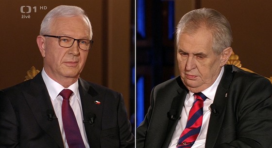 Jií Draho a Milo Zeman v prezidentské debat eské televize