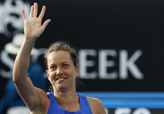 Barbora Strýcová slaví postup do osmifinále Australian Open.