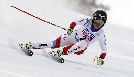 výcarská lyaka Lara Gutová na trati superobího slalomu v Cortin d'Ampezzo 