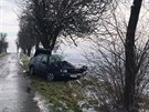 Mladá idika havarovala na Kutnohorsku (21. ledna 2018).