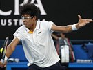 Korejský tenista ong Hjon v osmifinále Australian Open.