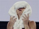 Simona Halepová chladila své tlo bhem finále Australian Open. Teploty v...