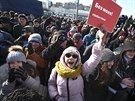 Demonstranti bhem protestu na podporu Alexeje Navalného v ruském Vladivostoku...