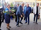 Prezident Milo Zeman pichází do svého volebního tábu v Praze. (27. ledna...