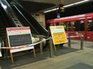Uzavené jiní eskalátory ve stanici metra Budjovická