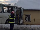 Nehoda autobusu v Haluzicích na Zlínsku
