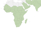 Mapa výskytu malárie v Africe