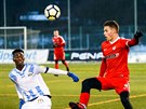 Momentka z pípravného duelu Brno (ervená) vs. Nitra