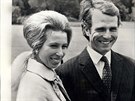 Princezna Anna a Mark Phillips po oznámení zásnub (Londýn, 30. kvtna 1973)