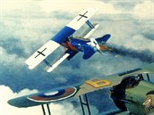Spad XIII a Fokker D.VII na vtvarnm dle (autor: William S. Phillips)
