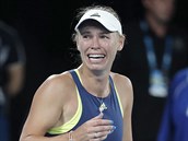 DOJETÍ. Caroline Wozniacká po triumfu na Australian Open.