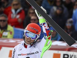 Petra Vlhov v cli slalomu v Lenzerheide.